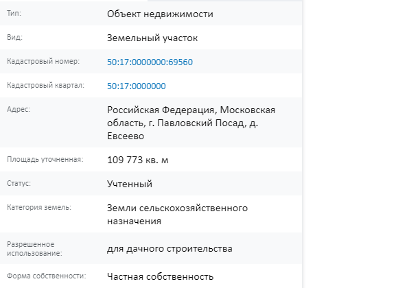 Скрин ЕГРН Онлайн
