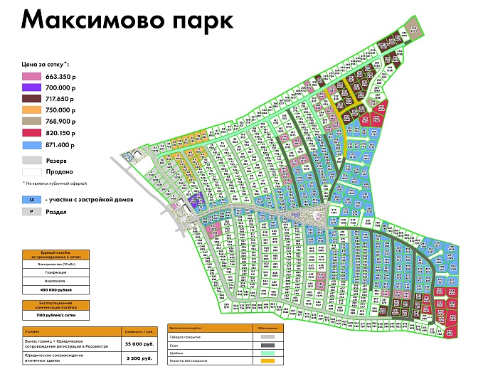 План и цены КП Максимово Парк