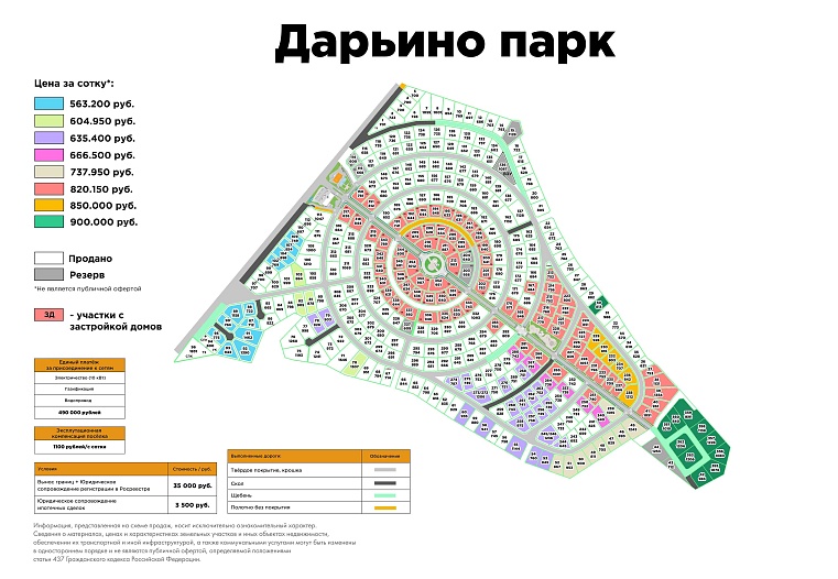План и цены КП Дарьино Парк