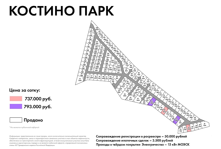 План и цены КП Костино Парк