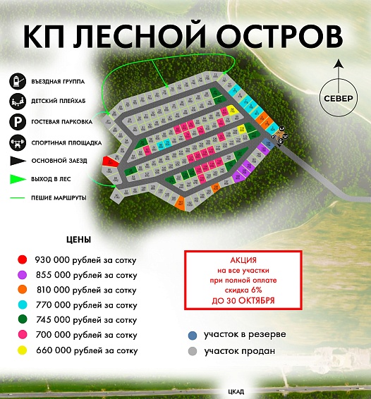 План и цены КП Лесной остров