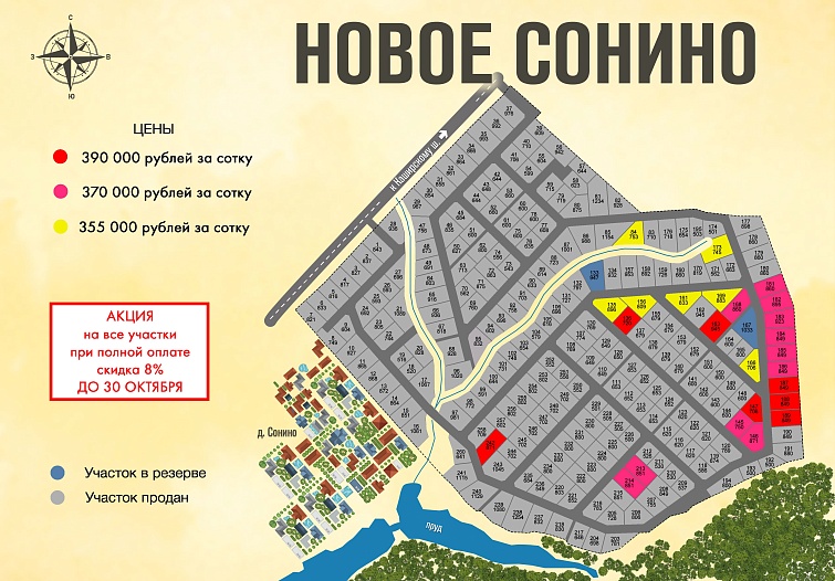 План и цены КП Новое Сонино